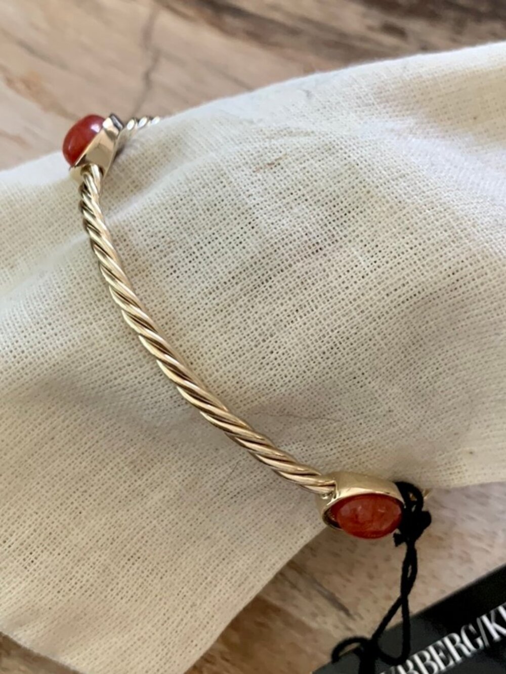 Dyrberg/Kern Dolkar dyed jade bracelet boho twisted metal design